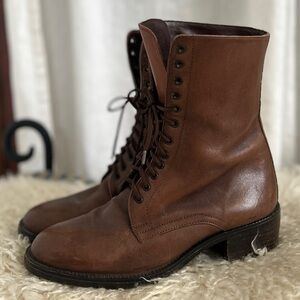 Vintage Brown Leather Lace Up Boots